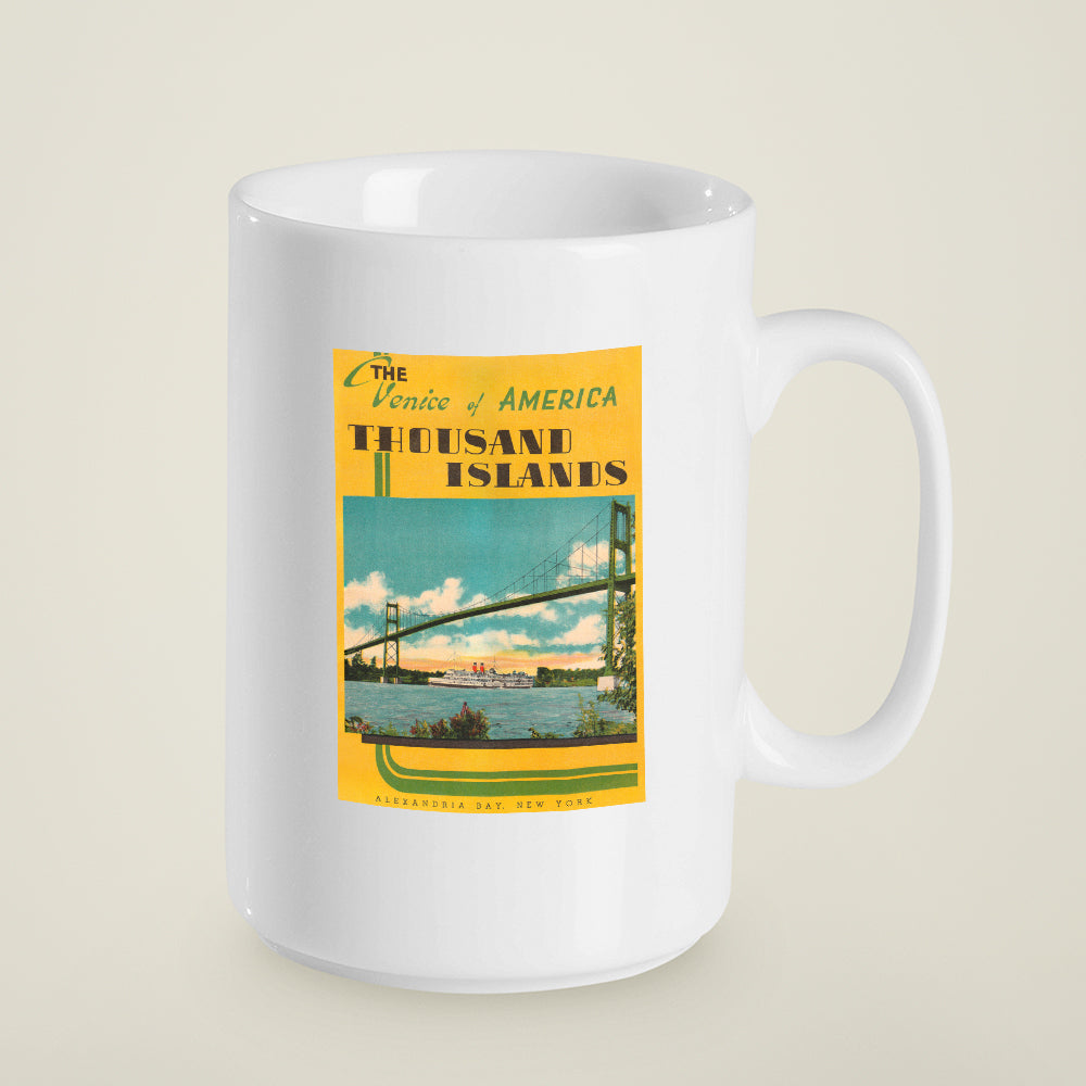 15 oz.  Mug - 1000 Islands New York - Alexandria Bay Retro Travel Graphic