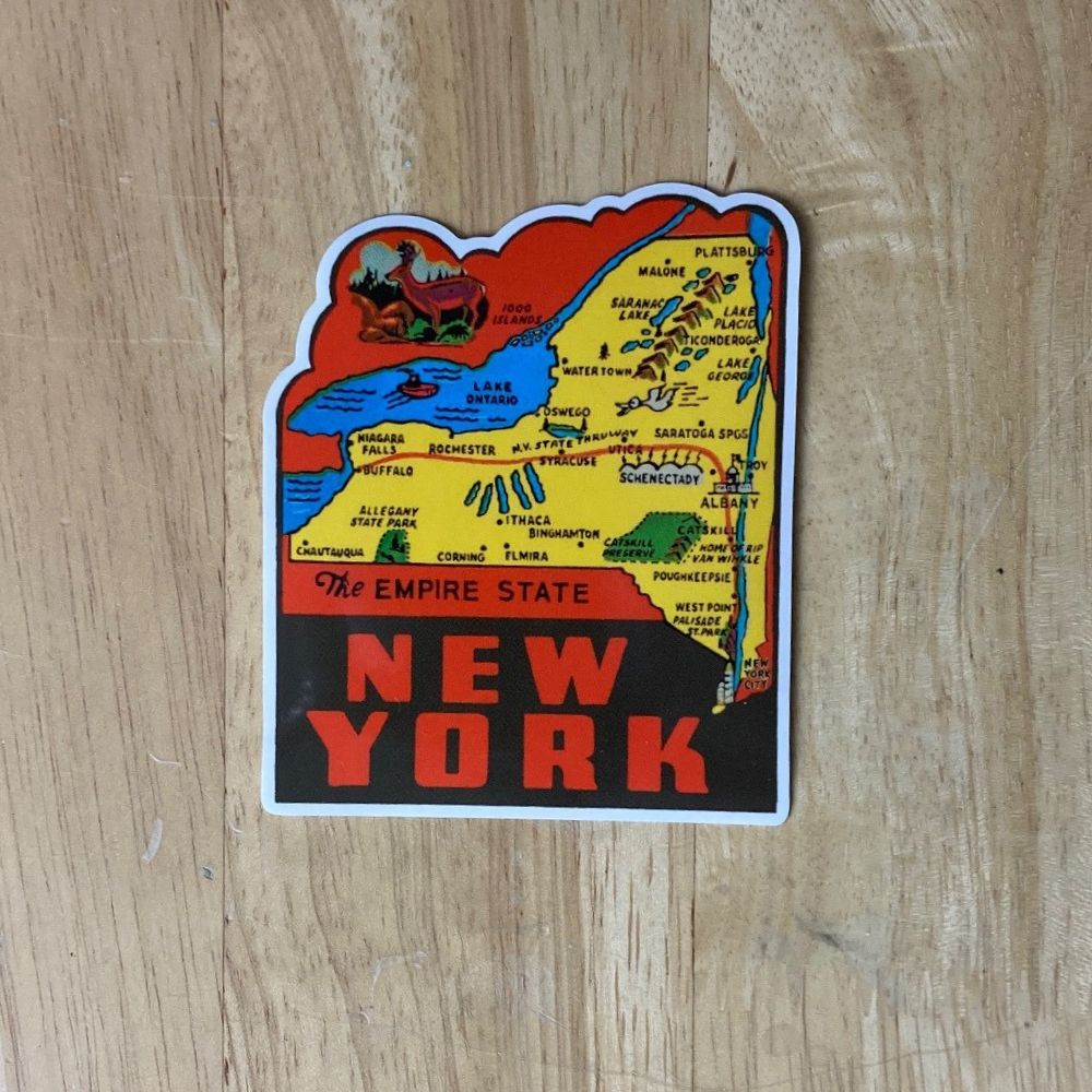 New York State Map Travel Decal Sticker - Reproduction