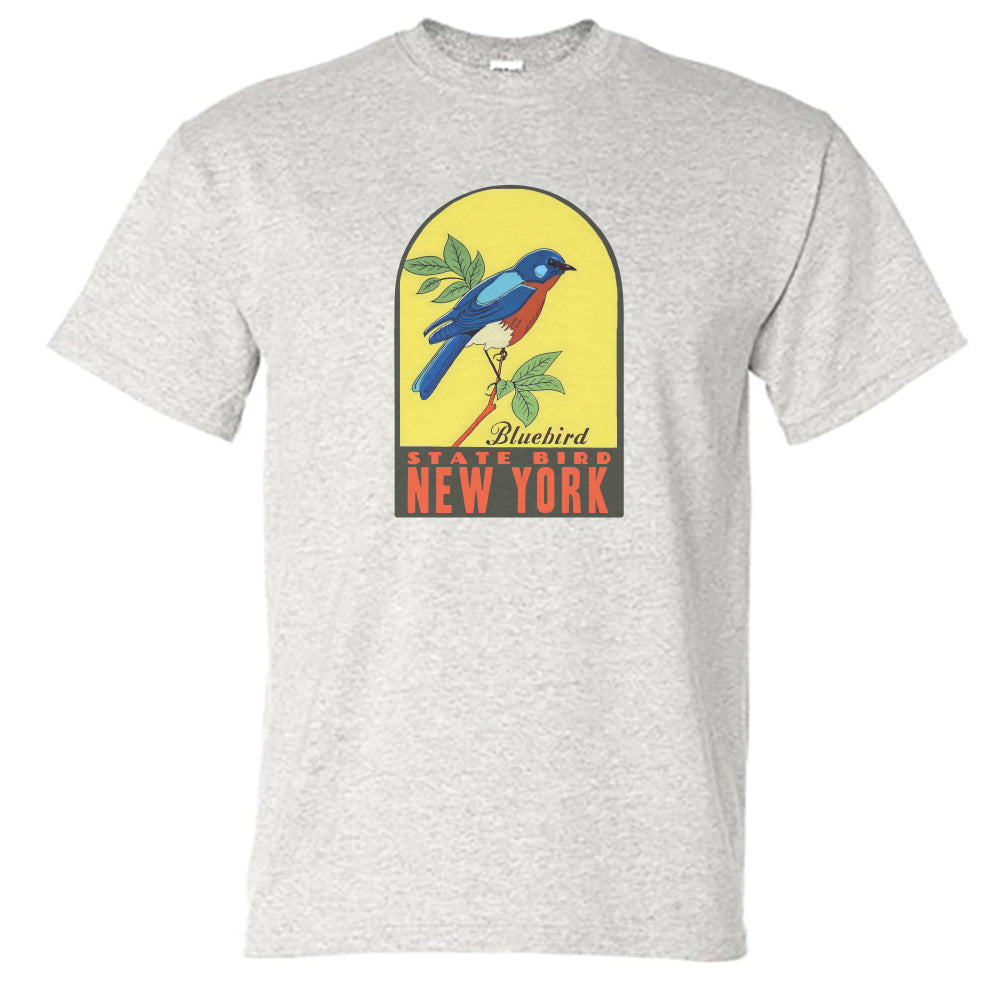 NY Bluebird Tee Shirt - New York State Bird - Travel Decal Repro Design