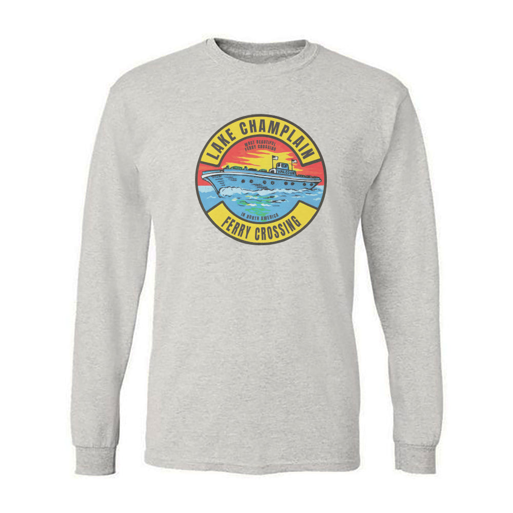 Lake Champlain Long Sleeve Tee Shirt - Vermont and Upstate New York - Travel Decal Repro