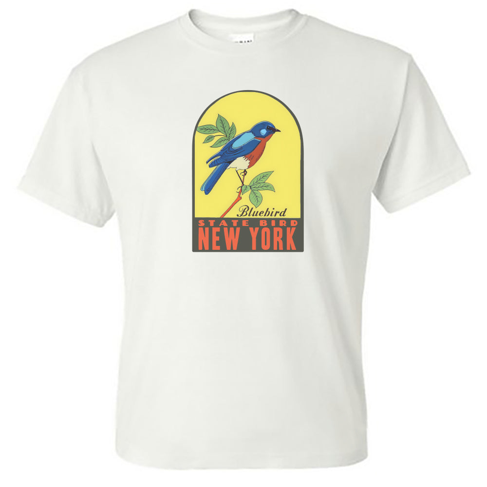 NY Bluebird Tee Shirt - New York State Bird - Travel Decal Repro Design