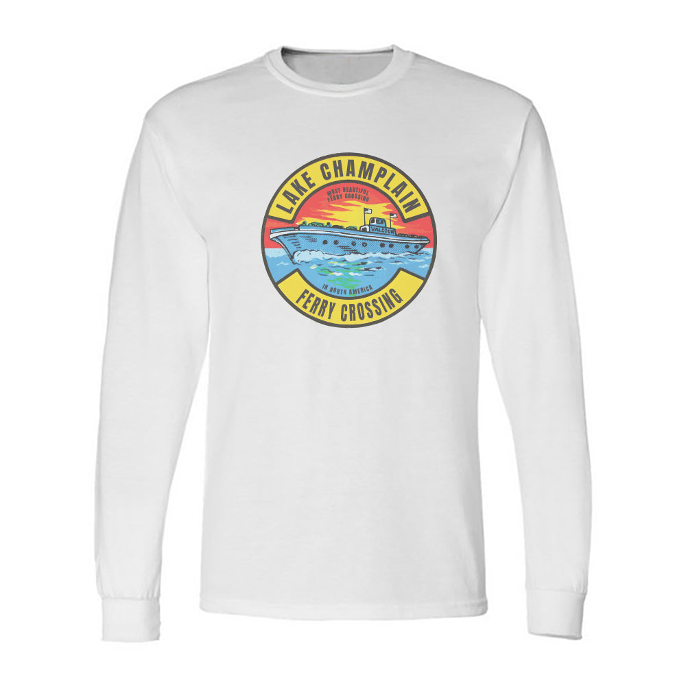 Lake Champlain Long Sleeve Tee Shirt - Vermont and Upstate New York - Travel Decal Repro