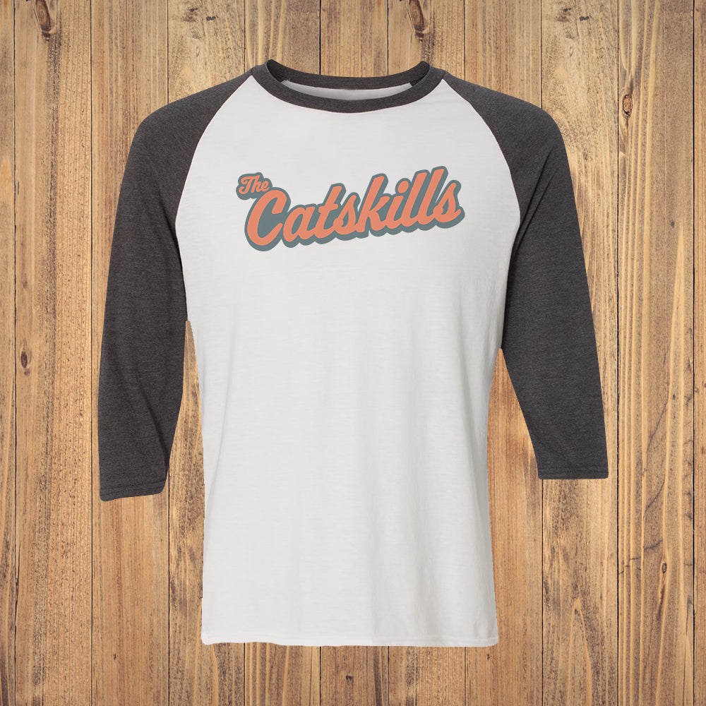 Catskills Retro Script Vintage Faded Print Graphic Tee - 3/4